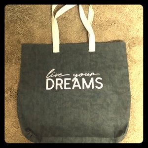 “Live your dreams” book tote bag